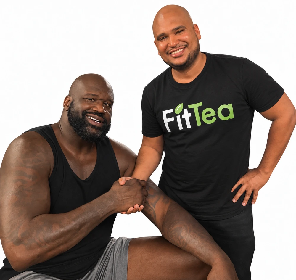 Michael Gonzalez shaking hands with Shaquille O’Neal